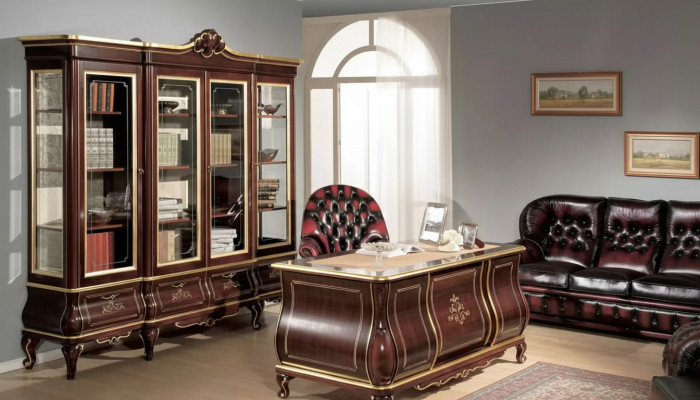 Classic office furniture desk bookshelf 4-piece wooden furniture