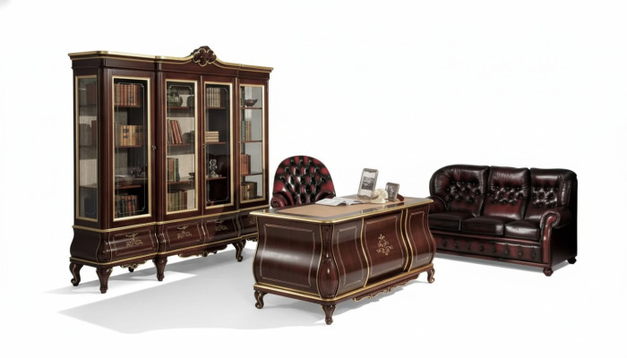 Classic office furniture desk bookshelf 4-piece wooden furniture
