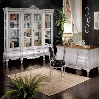White office furniture desk bookshelf luxury table shelf furnishings