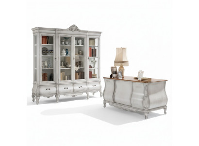 White office furniture desk bookshelf luxury table shelf furnishings