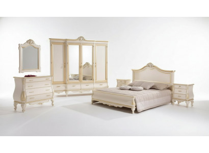 Bedroom set: bed, 2x nightstands, wardrobe, dresser, mirror