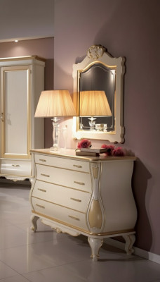 Sideboard Luxury Mirror Classic White Bedroom Furniture Cabinets Dressers