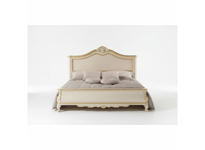 Wooden double bed luxury design bedroom furniture classic beige