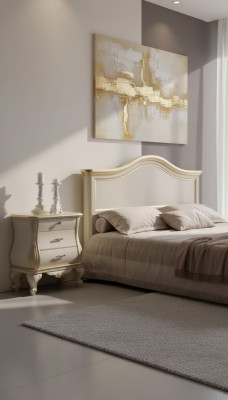 Modern designer nightstand made of white wood in the bedroom classic furniture