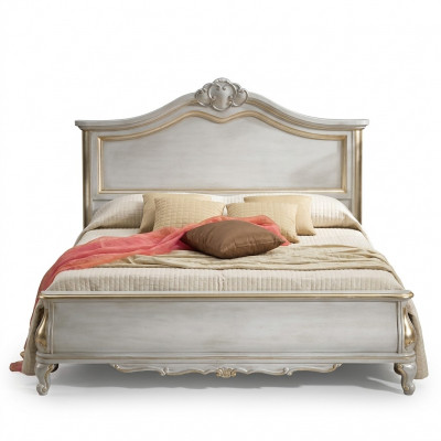 Luxurious padded white double bed frame bed wood design luxury