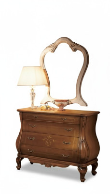 Bedroom dresser with mirror luxury classic furniture set 2-piece wood