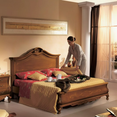 Wooden double bed in classic style luxurious bedroom design beds