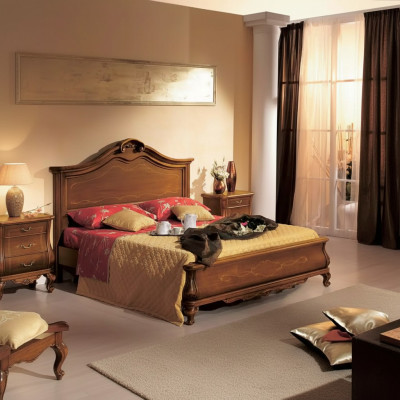 Wooden double bed in classic style luxurious bedroom design beds
