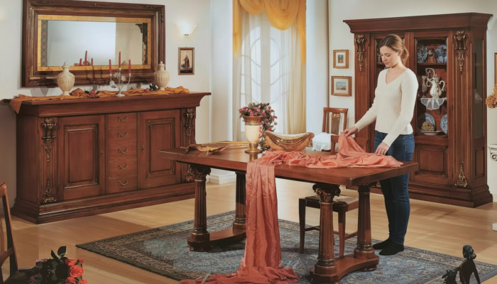 Dining room set, dining table, sideboard, display cabinet, mirror, luxury classic furniture