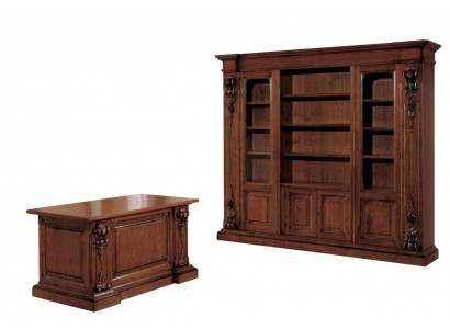 Classic brown office set desk bookshelf table shelf