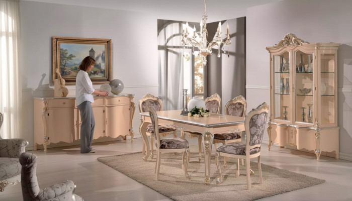 Dining room furniture dining table display cabinet dresser 4x chairs dining set 7-piece suite