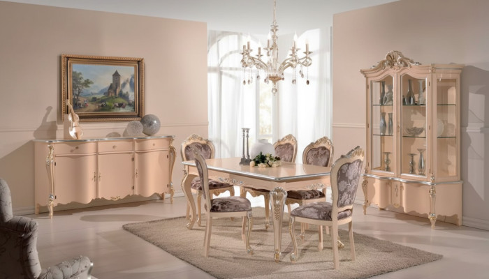 Dining room furniture dining table display cabinet dresser 4x chairs dining set 7-piece suite