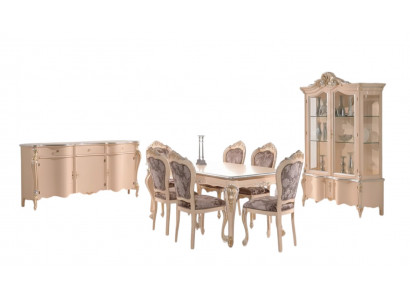 Dining room furniture dining table display cabinet dresser 4x chairs dining set 7-piece suite