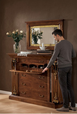 Bedroom dresser with mirror classic furniture 2-piece bed wardrobe