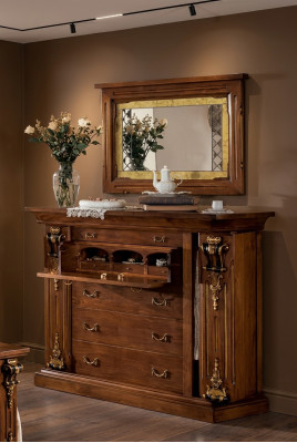 Bedroom dresser with mirror classic furniture 2-piece bed wardrobe