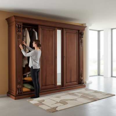 Bedroom wardrobe furniture luxury solid wood cabinets design new