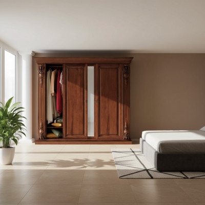Bedroom wardrobe furniture luxury solid wood cabinets design new
