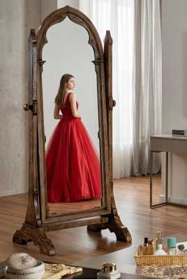 Large handmade mirror with a wooden frame