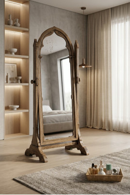 Large handmade mirror with a wooden frame
