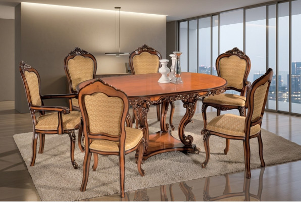 Dining set 4x chairs 2x armchairs dining table group wooden tables tables