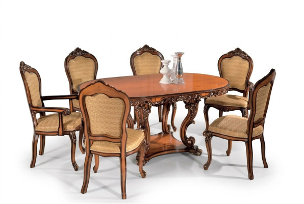 Dining set 4x chairs 2x armchairs dining table group wooden tables tables