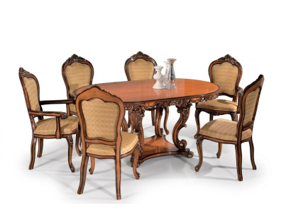 Dining set 4x chairs 2x armchairs dining table group wooden tables tables