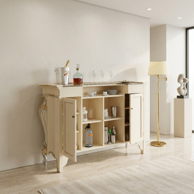 White bar counter, classic style bar counter, wood bar counter, bar.