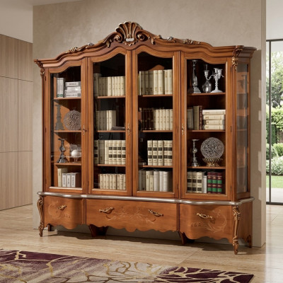 Classic luxury bookcase solid wood furniture display cabinet shelf cabinet