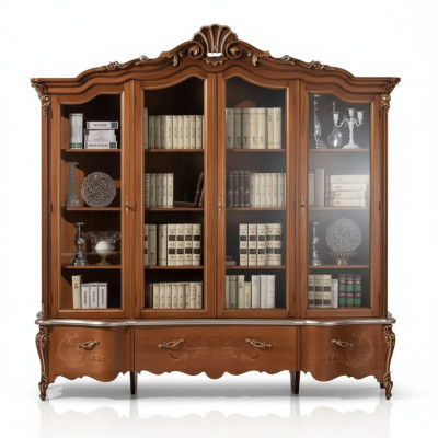Classic luxury bookcase solid wood furniture display cabinet shelf cabinet