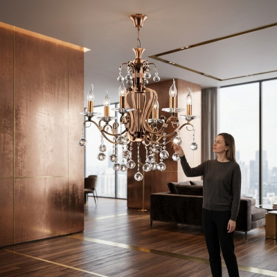 Luxury Ceiling Chandelier Luster Chandelier Ceiling Lamp Gold Crystal Style