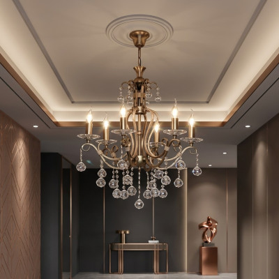 Luxury Ceiling Chandelier Luster Chandelier Ceiling Lamp Gold Crystal Style