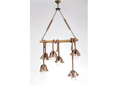 Lamp ceiling light chandelier bamboo glass brown