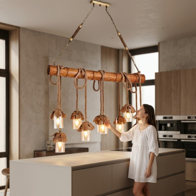 Modern wooden ceiling chandelier pendant ceiling lamp bamboo chandelier