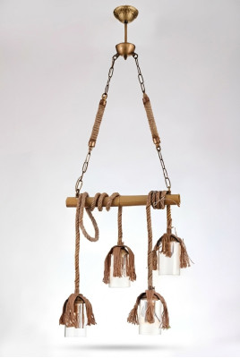 Lamp Bamboo Ceiling Light Chandelier Ceiling Lamp Glass Brown