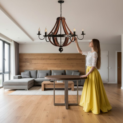Brown crown chandelier ceiling light wood chandelier lamp chandelier