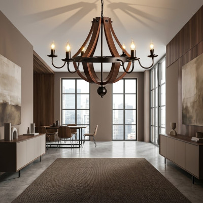 Brown crown chandelier ceiling light wood chandelier lamp chandelier