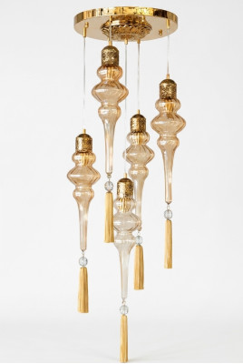 Chandelier Round Ceiling Light Ceiling Lamp Glass Gold