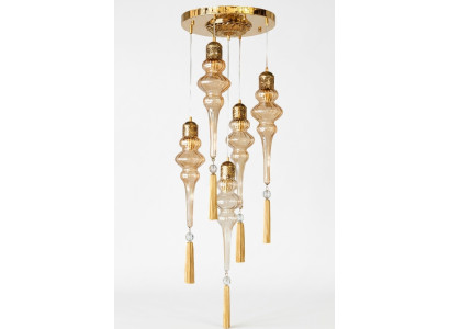 Chandelier Round Ceiling Light Ceiling Lamp Glass Gold