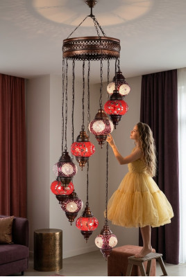 Chandelier Ceiling Light Glass Lamp 45x145cm