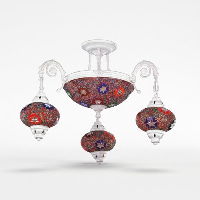 Ceiling chandelier, lustre chandelier, ceiling lamp, glass art lamps, white.