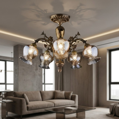 Ceiling lamp ceiling chandelier flowers chandelier lamp glass brown