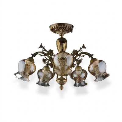 Ceiling lamp ceiling chandelier flowers chandelier lamp glass brown