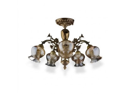Ceiling lamp ceiling chandelier flowers chandelier lamp glass brown