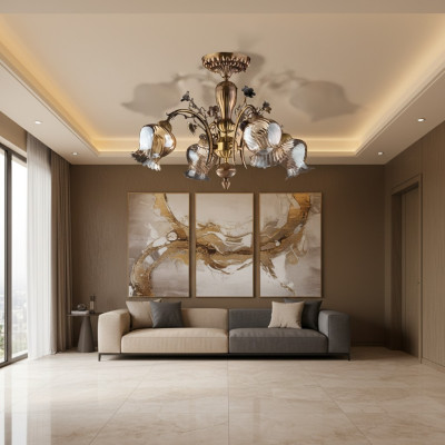 Ceiling chandelier flower chandelier ceiling lamp lamp glass brown