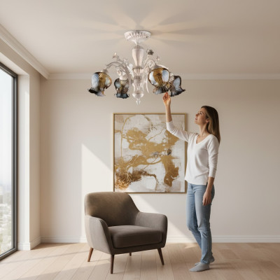 Ceiling lamp ceiling chandelier flower chandelier lamp glass