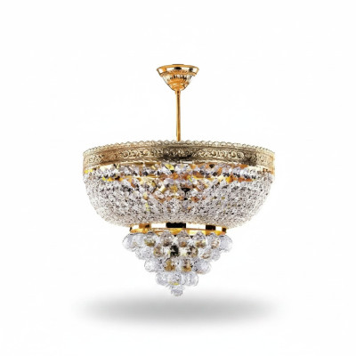 Round Chandelier Luxury Ceiling Light Crystal Gold 50x60