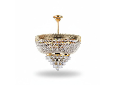 Round Chandelier Luxury Ceiling Light Crystal Gold 50x60
