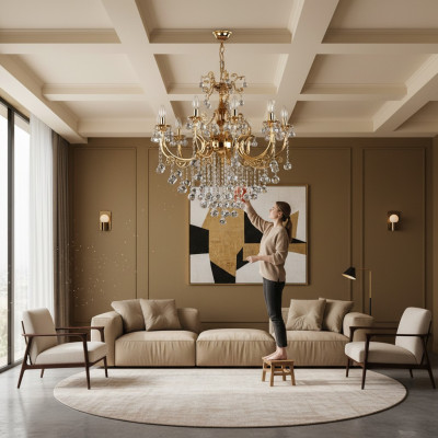 Luxury Lamp Ceiling Light Chandelier Ceiling Lamp Crystal Gold