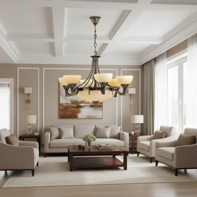 Chandelier Ceiling Light Modern Chandelier Ceiling Lamp Beige Glass Lamp