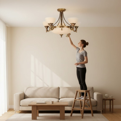 Beige ceiling lamp crystal pendant light gold glass chandelier crystal extravagant light